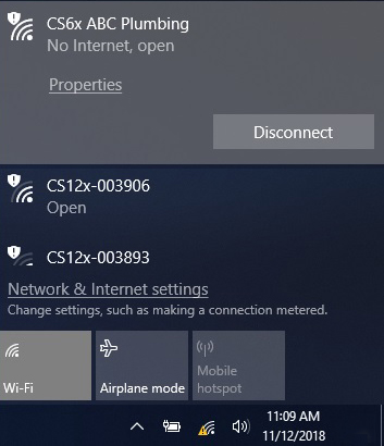 Příklad, jak se může zobrazit CSx monitor v seznamu možností WI-FI.