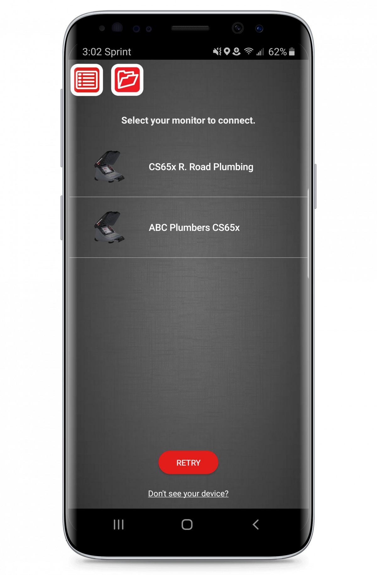 HQx Live monitor selection screen SeeSnake