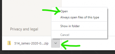 Opening the download from DropBox