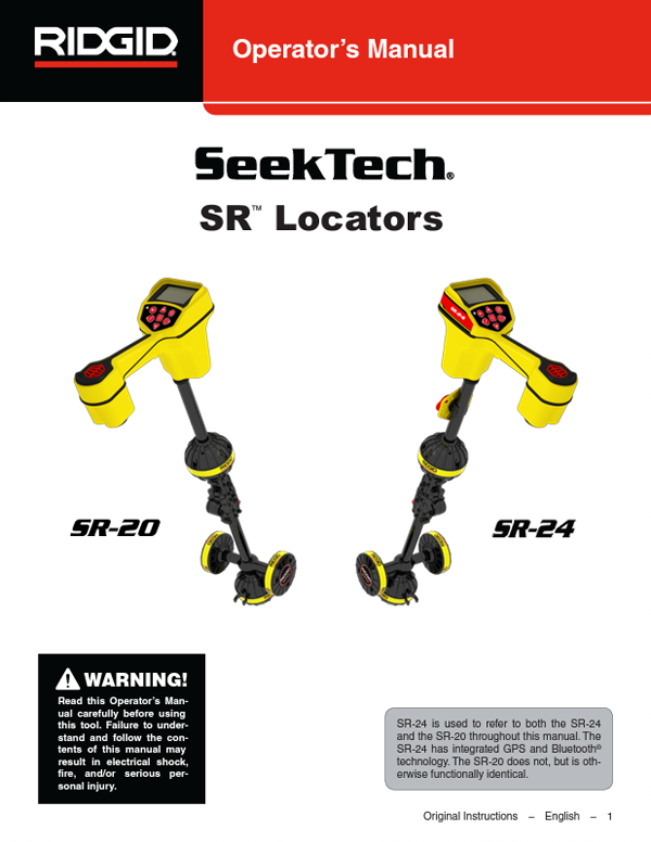 SeekTech SR Locators Manual Cover Image