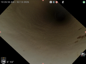 Pipe inspection on CSx monitor at 1.0x DSL Fixed Zoom showing wider field of view with visible frame edges
